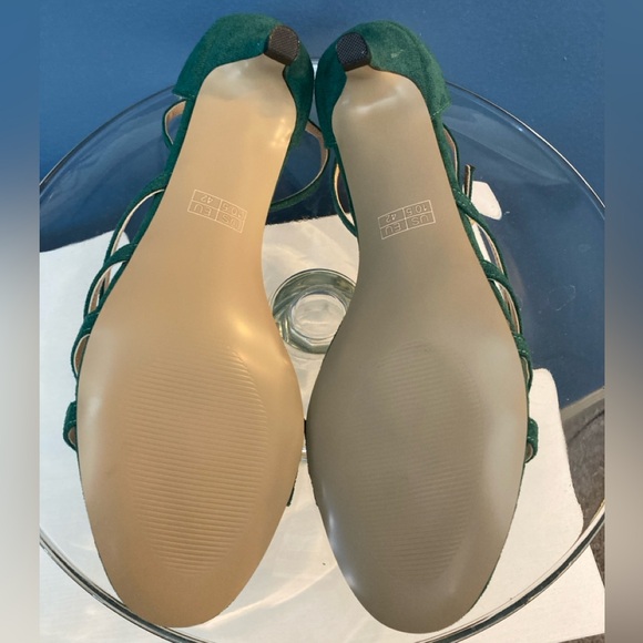 DearOnly. Kitten Heel. Open Toe Buckle Sandals. Green. Women Size 10.5 - Picture 7 of 7